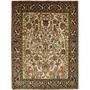 Qum Persian Rug 5'1" x 3'11" - Semi Antique Medallion Beige, Red Hand Knotted | front view | SKU 111373