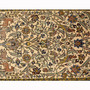 Qum Persian Rug 5'1" x 3'11" - Semi Antique Medallion Beige, Red Hand Knotted | full view | SKU 111373