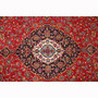 Kashan Persian Rug 13'1" x 9'10" - Semi Antique Medallion Crimson, Navy Blue Hand Knotted | pile detail | SKU 111374