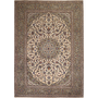 Kashan Persian Rug 11x8 ft - Brand New Medallion (Toranj), Shah Abbasi Cream, Navy Blue, Burgundy Hand Knotted | front view | SKU 111375