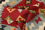 Shiraz Persian Rug 5'2" x 3'5" - Semi Antique Geometric Blue, Red Hand Knotted | detail view | SKU 111377