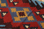 Shiraz Persian Rug 6'11" x 1'12" - Semi Antique Geometric Blue, Red Hand Knotted | corner detail | SKU 111378