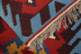 Shiraz Persian Rug 6'11" x 1'12" - Semi Antique Geometric Blue, Red Hand Knotted | side view | SKU 111378