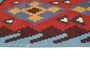 Shiraz Persian Rug 6'11" x 1'12" - Semi Antique Geometric Blue, Red Hand Knotted | back view | SKU 111378