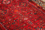 Hosseinabad Persian Rug 10'6" x 3'3" - Semi Antique Medallion Crimson, Ivory Hand Knotted | detail view | SKU 111380