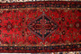 Hosseinabad Persian Rug 10'2" x 3'5" - Semi Antique Medallion Crimson, Ivory Hand Knotted | side view | SKU 111381