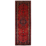 Hosseinabad Persian Rug 10'2" x 3'5" - Semi Antique Medallion Crimson, Ivory Hand Knotted | front view | SKU 111381
