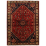Abadeh Persian Rug 4x3 ft - Semi Antique Medallion Toranj, Geometric Madder Red, Navy Blue, Ivory Hand Knotted | front view | SKU 111400