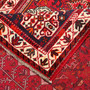 Shiraz Persian Rug 9'6" x 6'8" - Semi Antique Geometric Blue, Red Hand Knotted | corner detail | SKU 111402