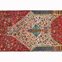 Qashqai Persian Rug 3x2 ft - Semi Antique Geometric Crimson, Blue Hand Knotted | pile detail | SKU 111406