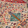 Qashqai Persian Rug 3x2 ft - Semi Antique Geometric Crimson, Blue Hand Knotted | side view | SKU 111406