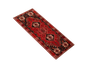 Shiraz Persian Rug 9x3 ft - Semi Antique Medallion Geometric Madder Red, Dark Red, Black Hand Knotted | detail view | SKU 111407
