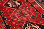 Shiraz Persian Rug 9'9" x 3'9" - Semi Antique Geometric Blue, Red Hand Knotted | corner detail | SKU 111407