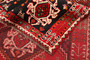 Shiraz Persian Rug 9x3 ft - Semi Antique Medallion Geometric Madder Red, Dark Red, Black Hand Knotted | side view | SKU 111407