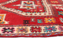 Shiraz Persian Rug 9'0" x 4'9" - Semi Antique Geometric Blue, Red Hand Knotted | texture detail | SKU 111409