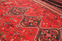 Shiraz Persian Rug 9x6 ft - Semi Antique Geometric, Gol Farang (European Floral) Madder Red, Dark Red, Cream Hand Knotted | corner detail | SKU 111417