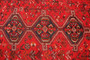 Shiraz Persian Rug 9'7" x 6'7" - Semi Antique Geometric Blue, Red Hand Knotted | full view | SKU 111417