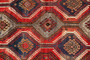Shiraz Persian Rug 9x4 ft - Semi Antique Diamond Lattice, Geometric Madder Red, Navy Blue, Cream Hand Knotted | pile detail | SKU 111420