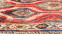 Shiraz Persian Rug 9x4 ft - Semi Antique Diamond Lattice, Geometric Madder Red, Navy Blue, Cream Hand Knotted | texture detail | SKU 111420