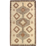 Shiraz Persian Rug 5x3 ft - Semi Antique Geometric, Diamond Lattice Cream, Brown, Taupe Hand Knotted | front view | SKU 111424