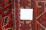 Shiraz Persian Rug 8x5 ft - Semi Antique Geometric Blue, Red Hand Knotted | corner detail | SKU 111428
