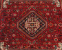 Shiraz Persian Rug 8'5" x 5'7" - Semi Antique Geometric Blue, Red Hand Knotted | pile detail | SKU 111428