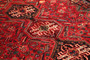 Shiraz Persian Rug 8'0" x 5'0" - Semi Antique Geometric Blue, Red Hand Knotted | corner detail | SKU 111432
