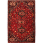 Shiraz Persian Rug 8'0" x 5'0" - Semi Antique Geometric Blue, Red Hand Knotted | front view | SKU 111432