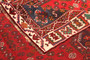 Shiraz Persian Rug 8x6 ft - Semi Antique Medallion Geometric Madder Red, Dark Red, Cream Hand Knotted | side view | SKU 111433