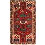 Bakhtiari Persian Rug 7x4 ft - Semi Antique Medallion Blue, Crimson Hand Knotted | front view | SKU 111446
