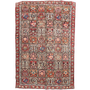 Bakhtiari Persian Rug 10x6 ft - Semi Antique Kheshti Garden, Geometric Madder Red, Crimson, Navy Blue Hand Knotted | front view | SKU 111447