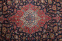 Kashan Persian Rug 13'10" x 10'4" - Semi Antique Medallion Crimson, Navy Blue Hand Knotted | corner detail | SKU 111453