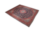 Kashan Persian Rug 13x10 ft - Semi Antique Medallion (Toranj), Shah Abbasi Crimson, Navy Blue, Cream Hand Knotted | texture detail | SKU 111453