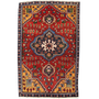 Tabriz Persian Rug 4'8" x 3'0" - Semi Antique Medallion Red, Cream Hand Knotted | front view | SKU 111457