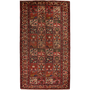 Bakhtiari Persian Rug 10x5 ft - Semi Antique Kheshti Garden, Geometric Dark Red, Crimson, Cream Hand Knotted | front view | SKU 111459