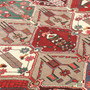 Shiraz Persian Rug 9x5 ft - Semi Antique Diamond Lattice, Geometric Madder Red, Dark Red, Cream Hand Knotted | back view | SKU 111461