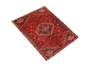 Shiraz Persian Rug 7x5 ft - Semi Antique Medallion Toranj Herati Mahi Madder Red Dark Red Navy Blue Hand Knotted | pile detail | SKU 111463