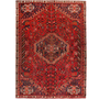 Shiraz Persian Rug 7x5 ft - Semi Antique Geometric Blue, Red Hand Knotted | front view | SKU 111463