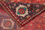Shiraz Persian Rug 8'8" x 5'9" - Semi Antique Geometric Blue, Red Hand Knotted | pile detail | SKU 111469