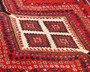 Shiraz Persian Rug 8'4" x 3'4" - Semi Antique Geometric Blue, Red Hand Knotted | side view | SKU 111470