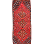 Shiraz Persian Rug 8'2" x 3'3" - Semi Antique Geometric Blue, Red Hand Knotted | front view | SKU 111471