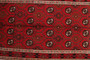 Baluch Persian Rug 9x4 ft - Semi Antique Geometric, Turkmen Gul Red, Madder Red, Dark Red Hand Knotted | corner detail | SKU 111474