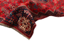 Shiraz Persian Rug 7x5 ft - Semi Antique Medallion Geometric Madder Red, Dark Red, Navy Blue Hand Knotted | back view | SKU 111476
