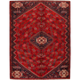 Shiraz Persian Rug 7'2" x 5'7" - Semi Antique Geometric Blue, Red Hand Knotted | front view | SKU 111476
