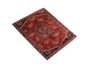 Shiraz Persian Rug 8x6 ft - Semi Antique Medallion Geometric Madder Red, Dark Red, Cream Hand Knotted | side view | SKU 111477
