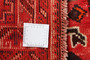 Shiraz Persian Rug 9'6" x 6'7" - Semi Antique Geometric Blue, Red Hand Knotted | detail view | SKU 111479