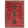 Shiraz Persian Rug 9'6" x 6'7" - Semi Antique Geometric Blue, Red Hand Knotted | front view | SKU 111479