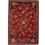 Shiraz Persian Rug 9x6 ft - Semi Antique Geometric Blue, Red Hand Knotted | front view | SKU 111480