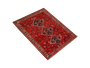 Shiraz Persian Rug 9'6" x 6'7" - Semi Antique Geometric Blue, Red Hand Knotted | side view | SKU 111482