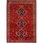 Shiraz Persian Rug 9'6" x 6'7" - Semi Antique Geometric Blue, Red Hand Knotted | front view | SKU 111482
